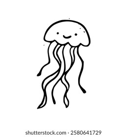 A drawing of a jellyfish with a smiley face