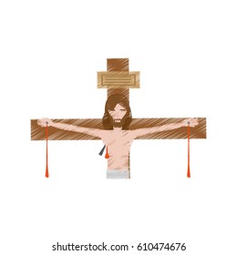 drawing jesus christ dies cross vector illustration eps 10