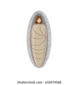 drawing jesus christ in the grave vector illustration eps 10