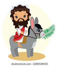 Drawing of Jesus, Jesus Christ with palm, Palm Sunday, Holy Week, religion, donkey, palms, entrance