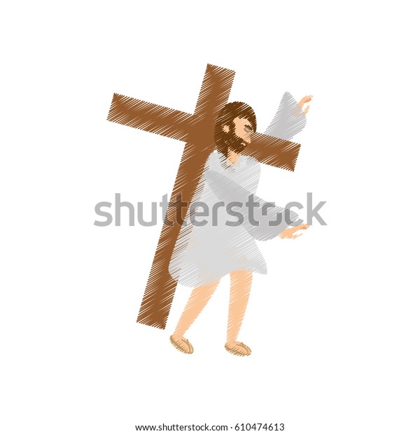 Drawing Jesus Christ Third Falls Vector Stock Vector (Royalty Free ...