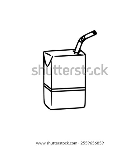 A drawing of a juice box with a straw