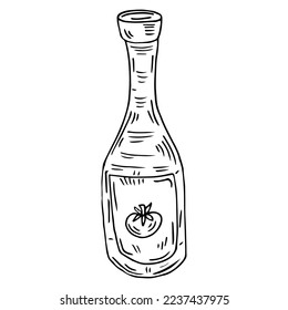 Drawing of a ketchup bottle in sketch style