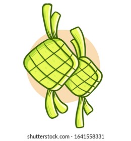 Drawing ketupat vector illustration for eid mubarak.