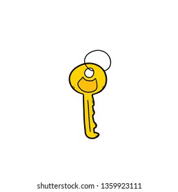 Drawing Key icon doodle style.Vector illustration.