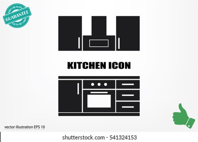 drawing kitchen interior plan icon vector illustration eps10. Isolated badge kitchen project flat design for website or app - stock graphics.
