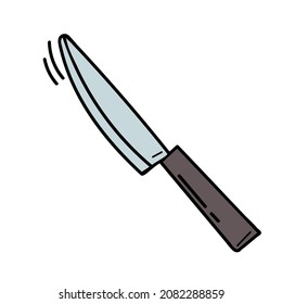 drawing of a kitchen knife on a white background. Vector illustration of a contour.A set of icons for cooking. Food, cooking concept. The handshake line icon.