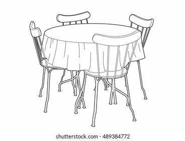Drawing Kitchen Table Stock Vector (Royalty Free) 489384772