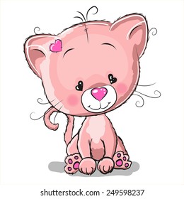 Drawing Kitten bear isolated on a white background