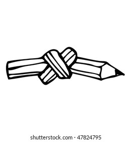drawing of a knotted pencil