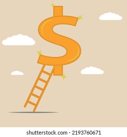 Drawing the ladder of climbing to money leadership, earning and achieving financial wealth professionally