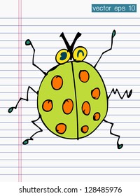 Drawing ladybug on paper