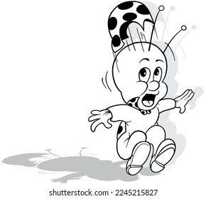 Drawing of a Ladybug with a Shocked Expression - Cartoon Illustration Isolated on White Background, Vector