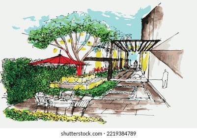 Drawing Landscape Architect Concept Design illustration