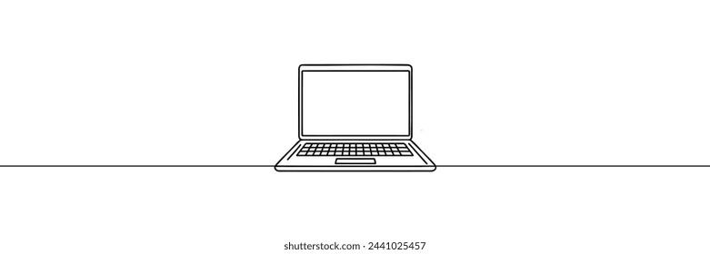 drawing of laptop in one line style isolated.