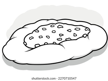 Drawing of a Large Baked Plum Pie - Cartoon Illustration Isolated on White Background, Vector