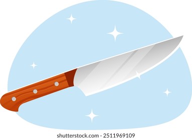 drawing of a large kitchen knife for cutting food, large chef knife