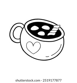 eine Zeichnung latte Kaffee mit Becher haben ein Design Liebe in ihm