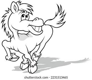Drawing of a Laughing and Dancing Horse - Cartoon Illustration Isolated on White Background, Vector