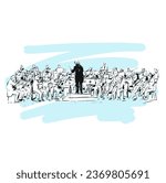 Drawing of lConductor leading orchestra