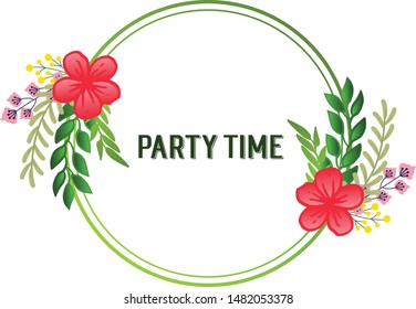 Drawing of leaf wreath frame, for party time concept. Vector