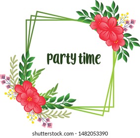 Drawing of leaf wreath frame, for party time concept. Vector