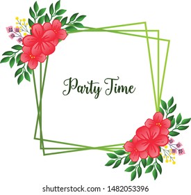 Drawing of leaf wreath frame, for party time concept. Vector