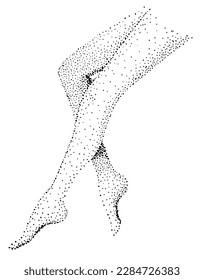 Zeichnung von Beinen auf weißem Hintergrund. Pointillismus