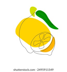Drawing of a lemon drawn with one continuous line