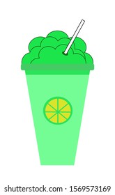 Drawing lemon juice in plastic glass with straw