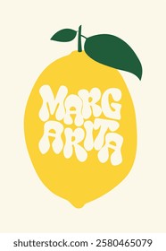 Drawing of lemon with text inside. Poster graphic