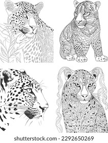 A drawing of a leopard and a leopard