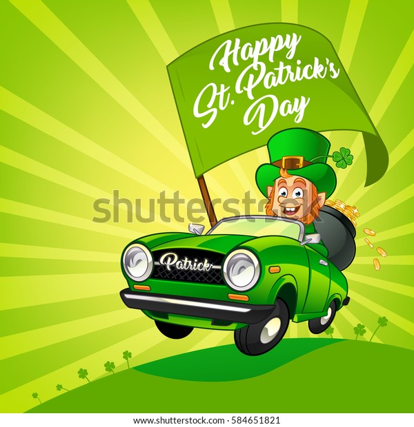 Drawing Leprechaun Driving Car Stock Vector (Royalty Free) 584651821 ...