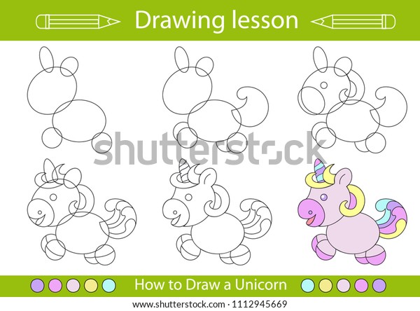 Drawing Lesson Children How Draw Cartoon Stock Vector Royalty