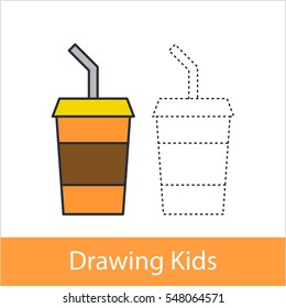 Drawing lesson for kid concept. Coffee