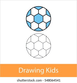Drawing lesson for kid concept. Soccer ball