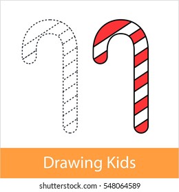 Drawing lesson for kid concept. Sugar cane