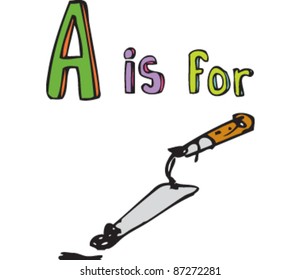 Drawing of letter 'A is for Artists Tools'