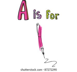 Drawing of letter 'A is for Artists Tools'