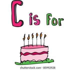 Drawing of letter 'C is for' cake