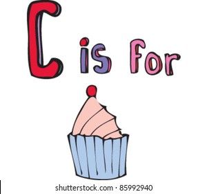 Drawing of letter 'C is for' cake