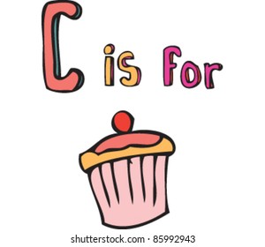 Drawing of letter 'C is for' cake