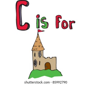Drawing of letter 'C is for' castle