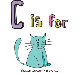 Drawing of letter 'C is for' cat