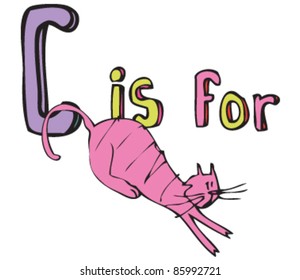 Drawing of letter 'C is for' cat
