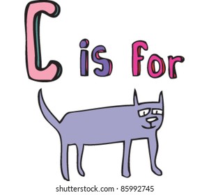 Drawing of letter 'C is for' cat