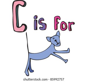 Drawing of letter 'C is for' cat