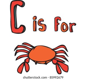 Drawing of letter 'C is for' crab