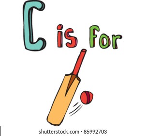 Drawing of letter 'C is for' cricket