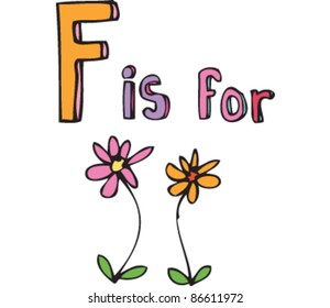 Drawing of Letter 'F is for flower'